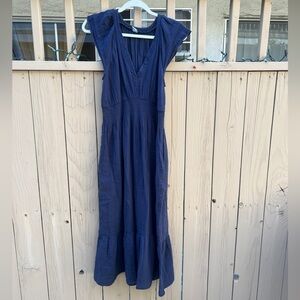 Navy Blue Flutter Sleeve Dress